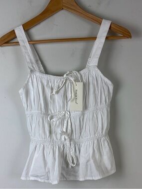 Sim & Sam White Boho Tie Camisole Blouse Size Medium NWT